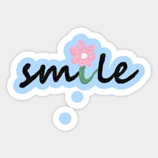 lettering smile, daisy,flower, oil painting Sticker